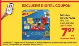 Safeway Frito Lay Variety Packs offer
