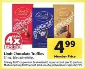 Safeway Lindt chocolate truffles offer