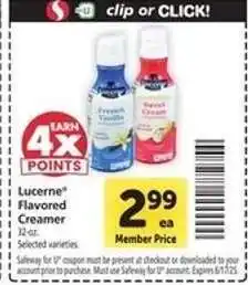 Safeway Lucerne Flavored Creamer offer