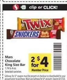 Safeway Mars Chocolate King Size Bar offer