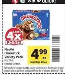 Safeway Nestlé Drumstick Variety Pack offer