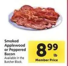 Safeway Smoked Applewood or Peppered Bacon offer