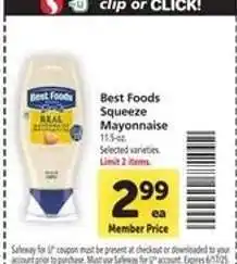 Safeway Best Foods Squeeze Mayonnaise offer