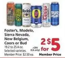 Safeway Foster's, Modelo, Sierra Nevada, New Belgium, Coors or Bud offer