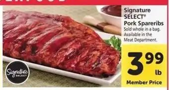 Safeway Signature SELECT Pork Spareribs offer