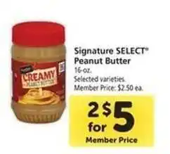 Safeway Signature Select Peanut Butter offer