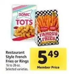 Safeway Restaurant Style French Fries or Rings offer