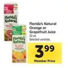 Safeway Florida's Natural Orange or Grapefruit Juice offer