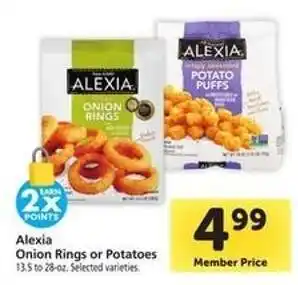 Safeway Alexia Onion Rings or Potatoes offer