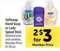 Safeway Softsoap Hand Soap or Lady Speed Stick offer