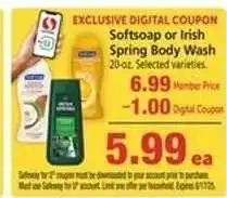 Safeway Softsoap or Irish Spring Body Wash offer