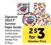 Safeway Signature SELECT Summer Paper Goods offer