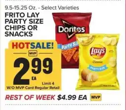 Food Lion Frito Lay Party Size Chips or Snacks offer