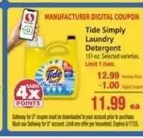Safeway Tide Simply Laundry Detergent offer