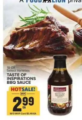 Food Lion TASTE OF INSPIRATIONS BBQ SAUCE offer