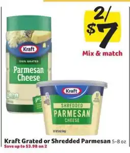 Winn Dixie Kraft Grated or Shredded Parmesan offer