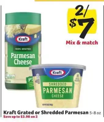 Winn Dixie Kraft Grated or Shredded Parmesan offer