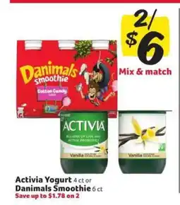 Winn Dixie Activia Yogurt or Danimals Smoothie offer