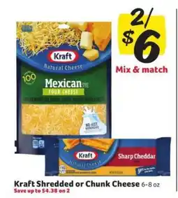 Winn Dixie Kraft Shredded or Chunk Cheese offer