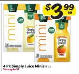 Winn Dixie 4 Pk Simply Juice Minis offer