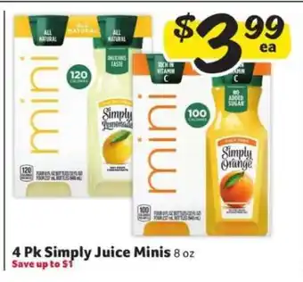 Winn Dixie 4 Pk Simply Juice Minis offer