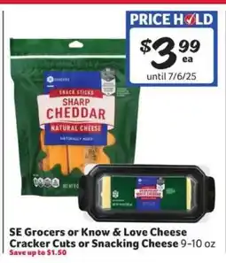 Winn Dixie SE Grocers or Know & Love Cheese Cracker Cuts or Snacking Cheese offer