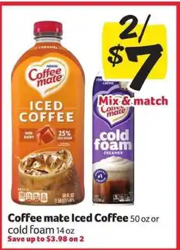 Winn Dixie Coffee mate Iced Coffee or Cold Foam offer