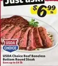 Winn Dixie USDA Choice Beef Boneless Bottom Round Steak offer