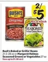 Winn Dixie Bush's Baked or Grillin' Beans or Margaret Holmes Seasoned Greens or Vegetables offer