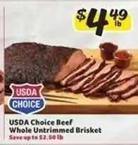 Winn Dixie USDA Choice Beef Whole Untrimmed Brisket offer