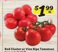 Winn Dixie Red Cluster or Vine Ripe Tomatoes offer
