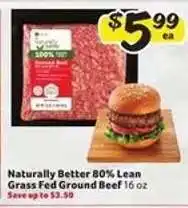 Winn Dixie Naturally Better 80% Lean Grass Fed Ground Beef offer