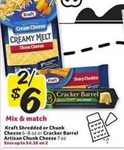 Winn Dixie Kraft Shredded or Chunk Cheese / Cracker Barrel Artisan Chunk Cheese offer