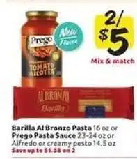 Winn Dixie Barilla Al Bronzo Pasta or Prego Pasta Sauce offer
