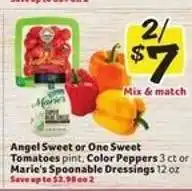 Winn Dixie Angel Sweet or One Sweet Tomatoes, Color Peppers, Marie's Spoonable Dressings offer