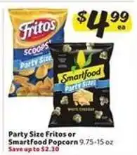 Winn Dixie Party Size Fritos or Smartfood Popcorn offer