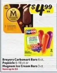 Winn Dixie Breyers Carbsmart Bars, Popsicle, Magnum Ice Cream Bars offer