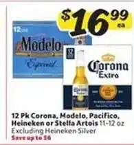 Winn Dixie 12 Pk Corona, Modelo, Pacifico, Heineken or Stella Artois offer