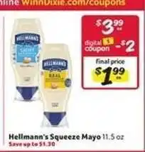 Winn Dixie Hellmann's Squeeze Mayo offer