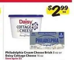 Winn Dixie Philadelphia Cream Cheese Brick or Daisy Cottage Cheese offer