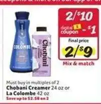 Winn Dixie Chobani Creamer or La Colombe offer