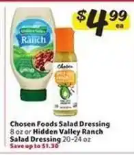 Winn Dixie Chosen Foods Salad Dressing or Hidden Valley Ranch Salad Dressing offer