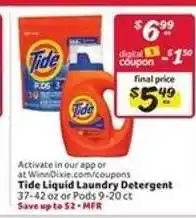 Winn Dixie Tide Liquid Laundry Detergent offer