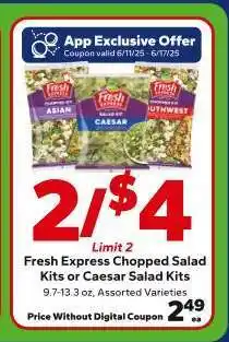 Save a Lot Fresh Express Chopped Salad Kits or Caesar Salad Kits offer
