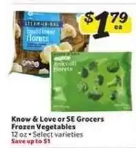 Winn Dixie Know & Love or SE Grocers Frozen Vegetables offer