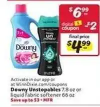 Winn Dixie Downy Unstopables or Liquid Fabric Softener offer