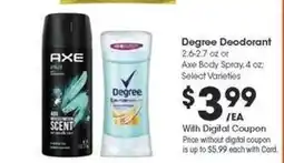 Kroger Degree Deodorant or Axe Body Spray offer