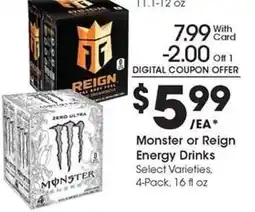 Kroger Monster or Reign Energy Drinks offer