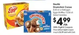 Kroger Nestlé Drumstick Cones or Kellogg's Eggo Waffles offer