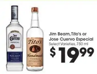 Kroger Jim Beam, Tito's or Jose Cuervo Especial offer